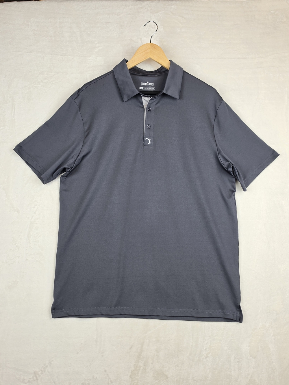 Bogey Bros Golf Polo Mens L Charcoal Gray Solid 4 Way Stretch Performance